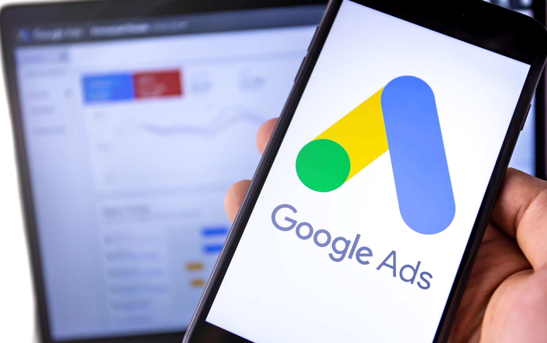 A desktop and mobile showing the Google Ads dashboard